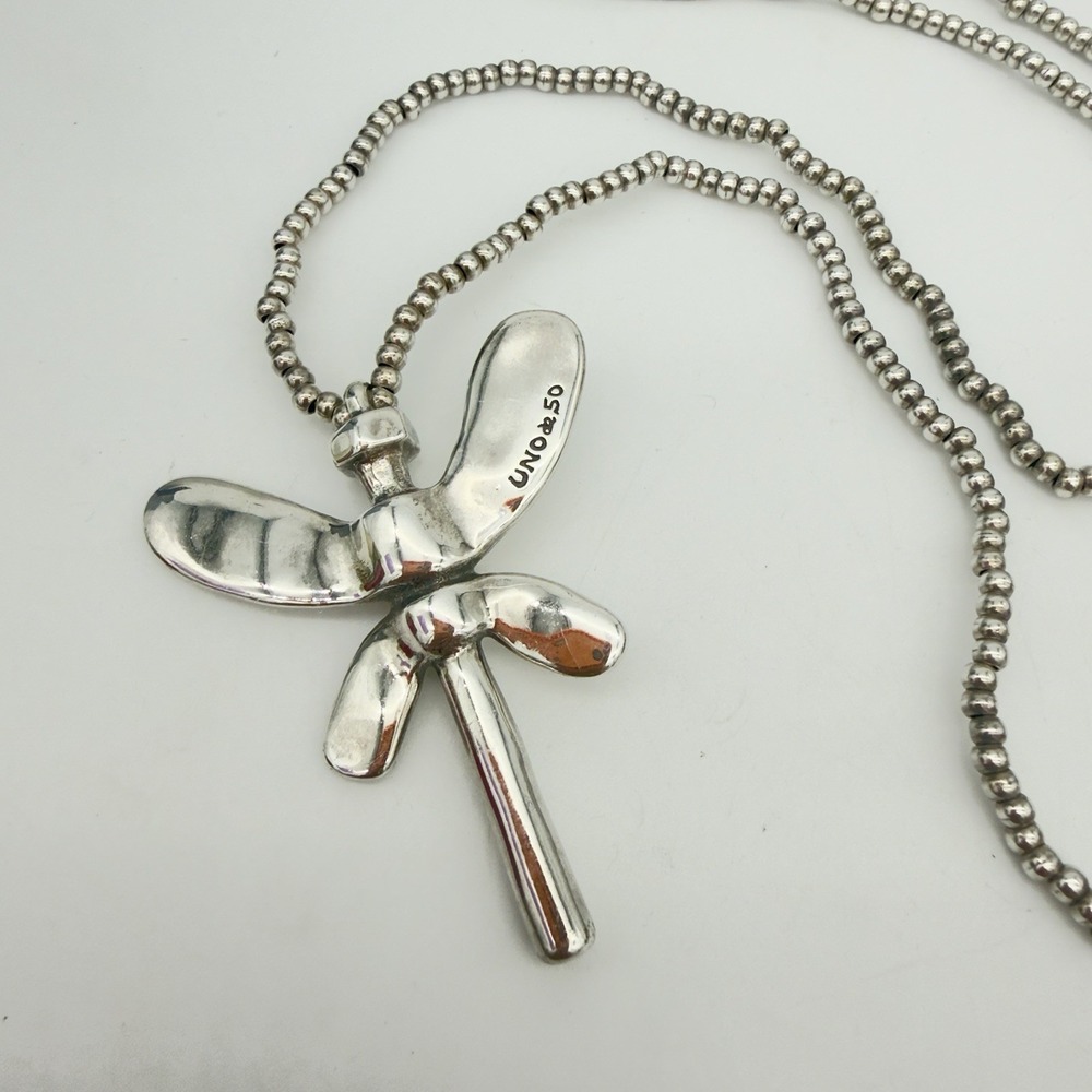 UNO de 50 Large Butterfly Pendant Necklace Long Statement Vintage